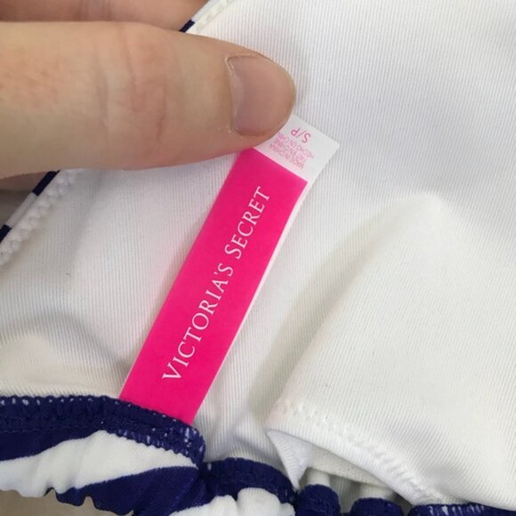 Victoria’s Secret Small Bikini Halter Blue Stripes - Picture 4 of 4